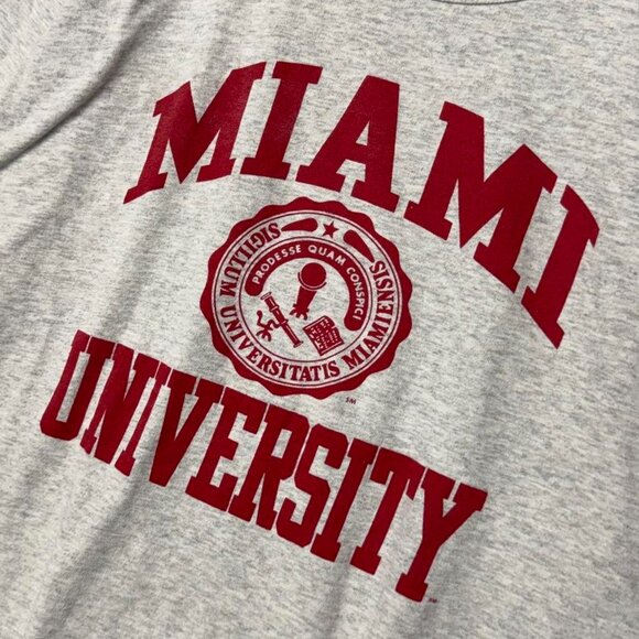 Vintage Miami University Champion 90s Grey Boxy Tee Shirt Xl - Picture 2 of 7